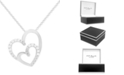 Macy's Diamond Double Heart 18" Pendant Necklace (1/10 ct. t.w.) in Sterling Silver